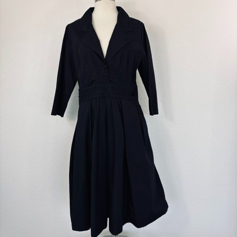 eShakti Dress Custom 10 Black Pilgrim Retro 50s Style Cotton Minimalist